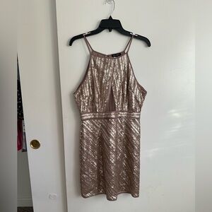 Elegant Sequin Mini Dress in Gold